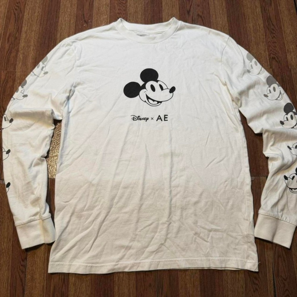 Disney x American Eagle White‎ Mickey Mouse Essential Long Sleeve Shirt Small